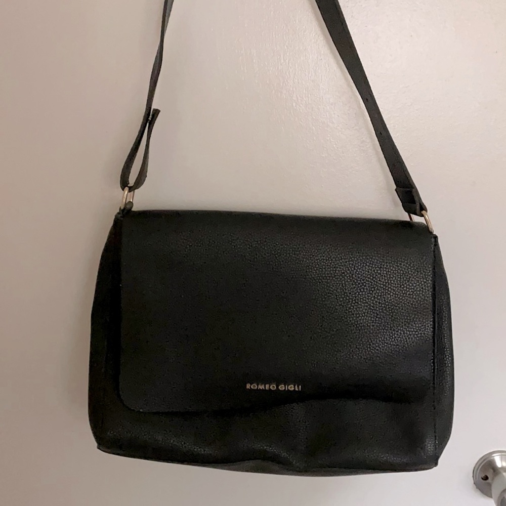 Romeo Gigli black leather laptop bag